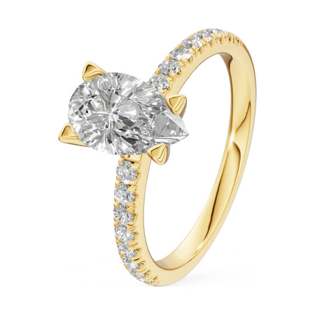 1.00 ct pear-cut natural diamond GREMARI Seven Solis engagement ring in 14K yellow gold