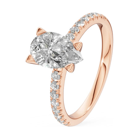1.00 ct pear-cut natural diamond GREMARI Seven Solis engagement ring in 14K rose gold