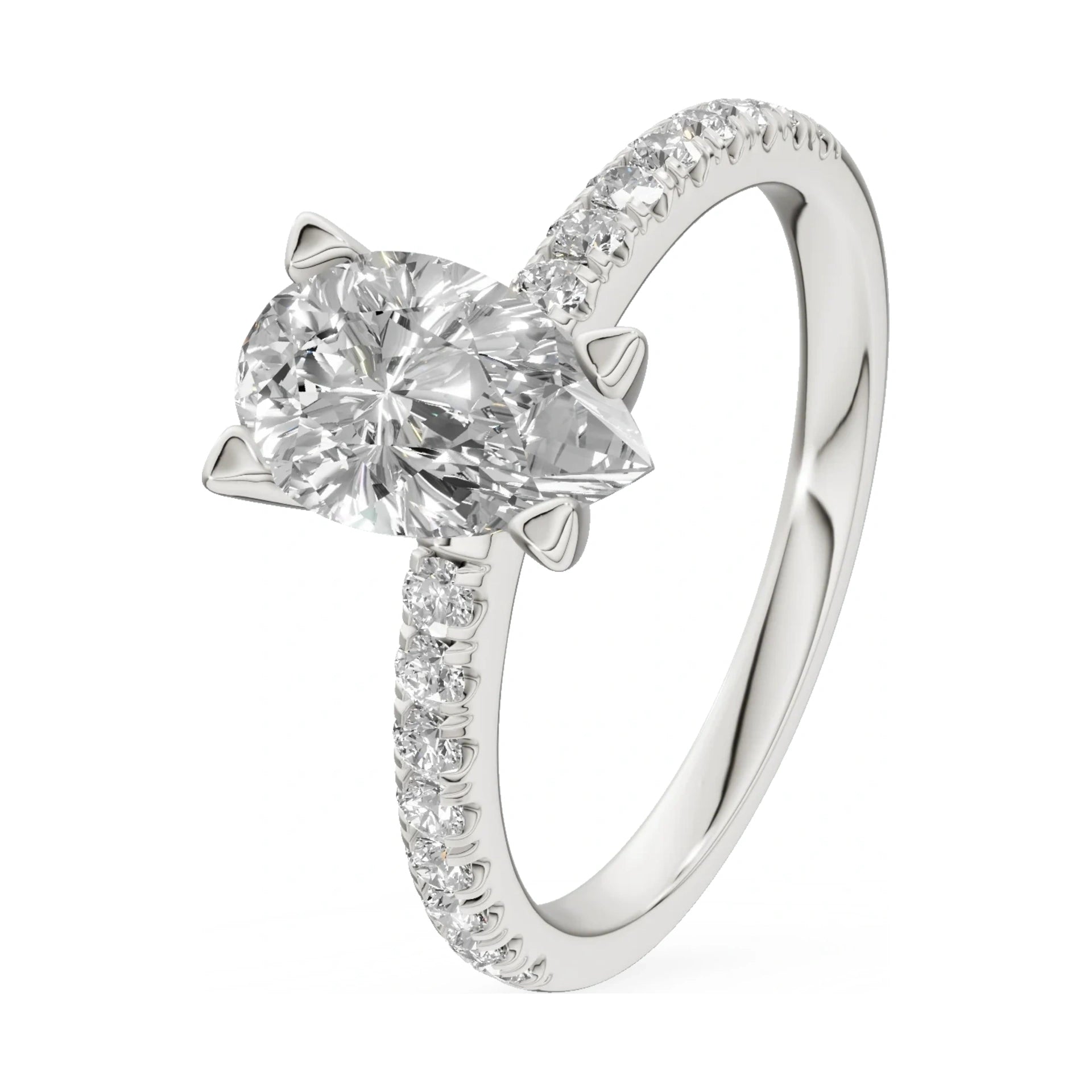 1.00 ct pear-cut natural diamond GREMARI Seven Solis engagement ring in 14K white gold