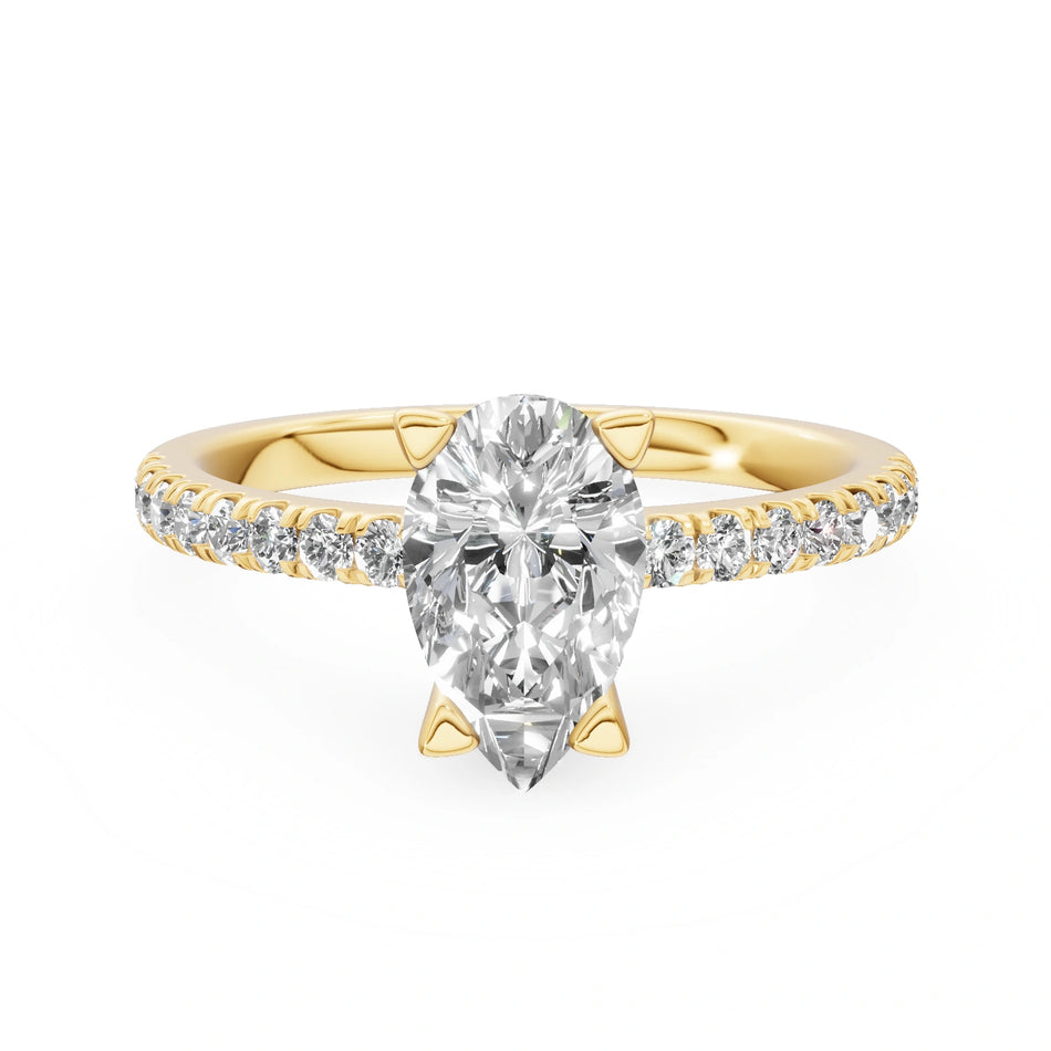 Gremari Seven Solis zásnubný prsteň zo žltého zlata s 1,00 ct prírodným diamantom – Pear