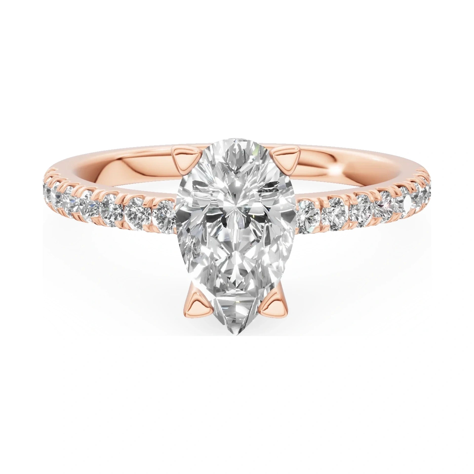 GREMARI Seven Solis 14K rose gold engagement ring with 1.00 ct pear-cut natural diamond
