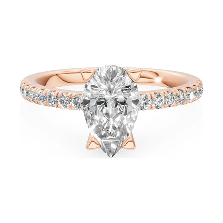 GREMARI Seven Solis 14K rose gold engagement ring with 1.00 ct pear-cut natural diamond