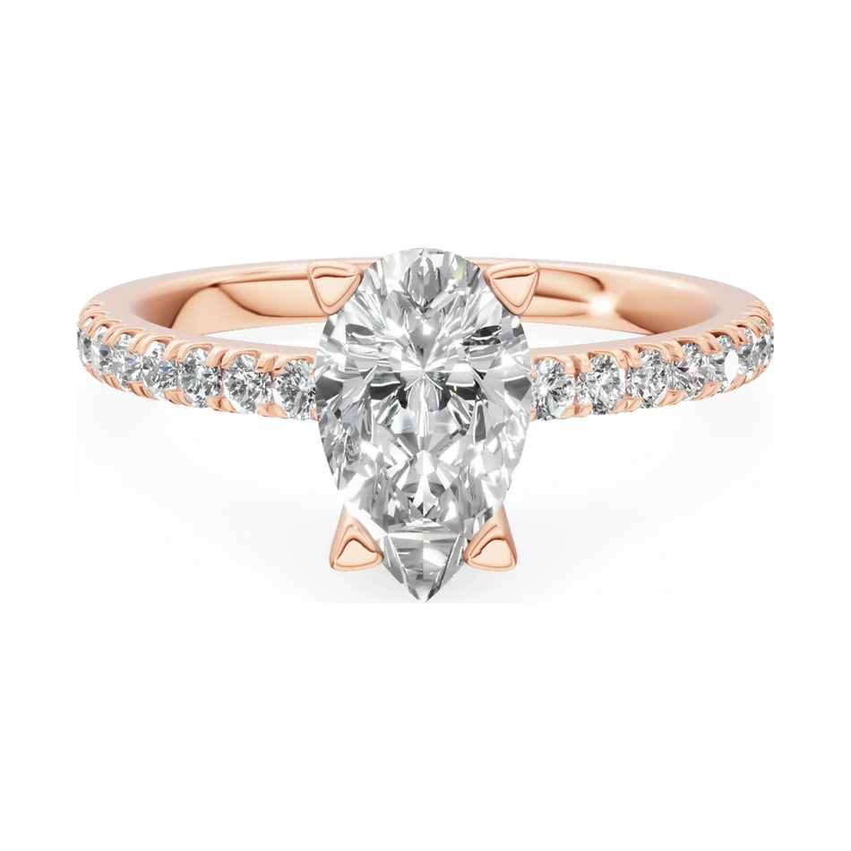 GREMARI Seven Solis 14K rose gold engagement ring with 1.00 ct pear-cut natural diamond