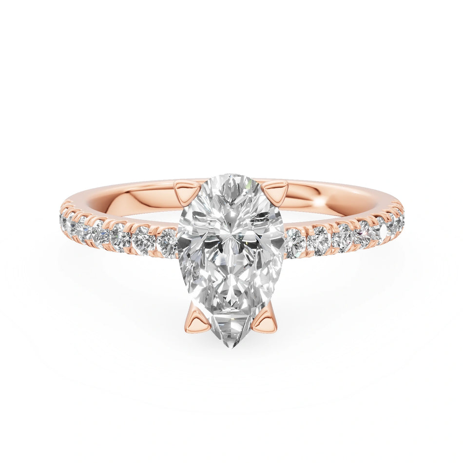 Gremari Seven Solis zásnubný prsteň z ružového zlata s 1,00 ct prírodným diamantom – Pear