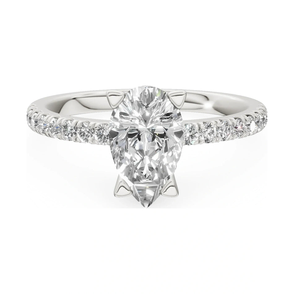 GREMARI Seven Solis 14K white gold engagement ring with 1.00 ct pear-cut natural diamond