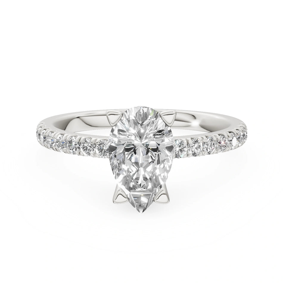 Gremari Seven Solis zásnubný prsteň z bieleho zlata s 1,00 ct prírodným diamantom – Pear