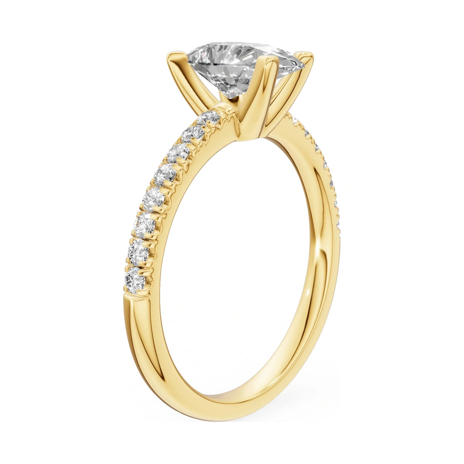 14K yellow gold GREMARI Seven Solis ring with 1.00 ct pear-cut natural diamond