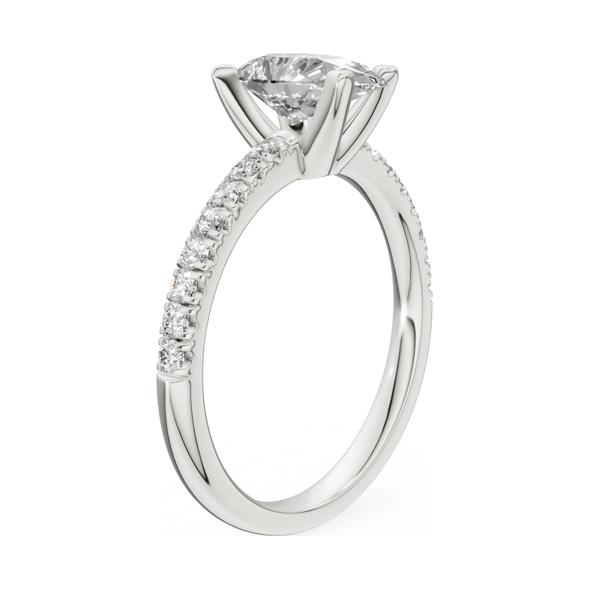 14K white gold GREMARI Seven Solis ring with 1.00 ct pear-cut natural diamond