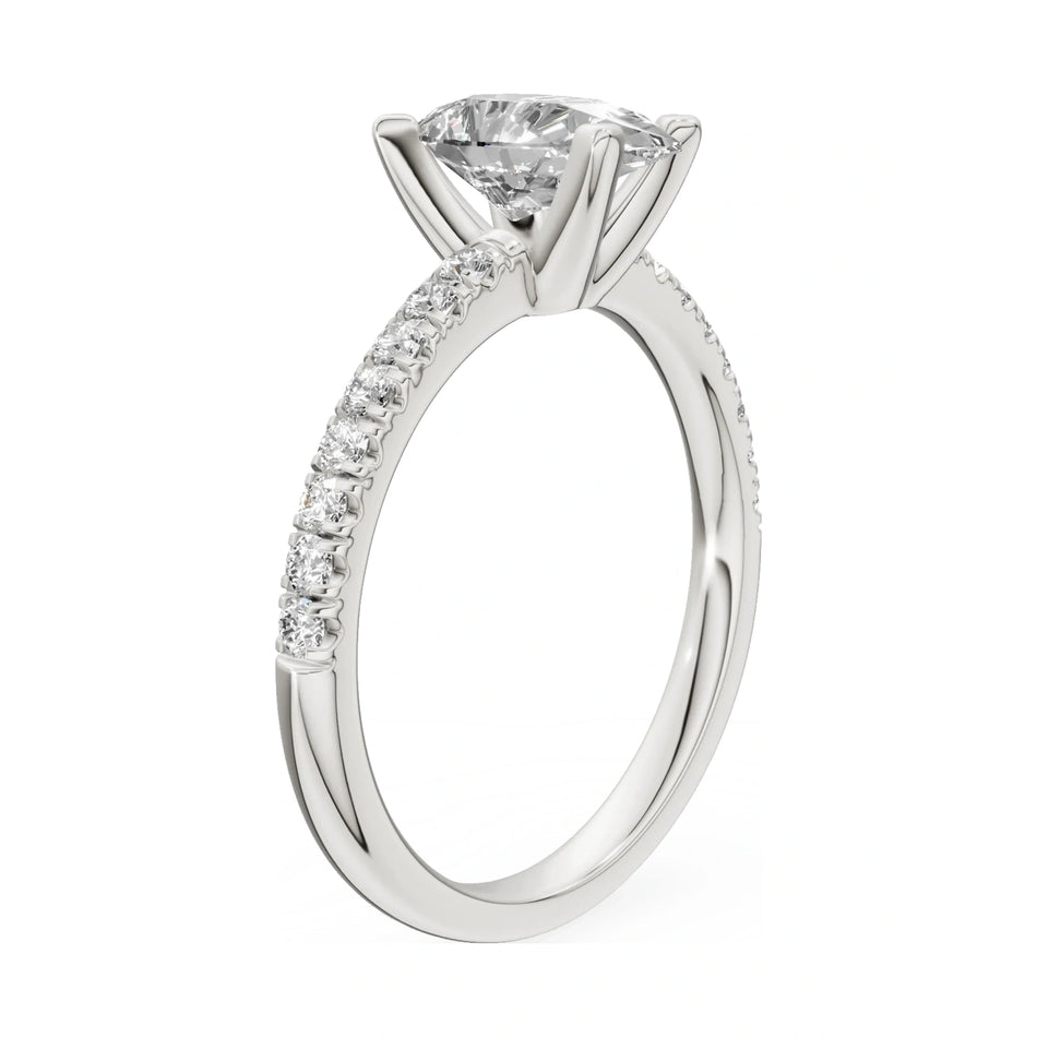 14K white gold GREMARI Seven Solis ring with 1.00 ct pear-cut natural diamond