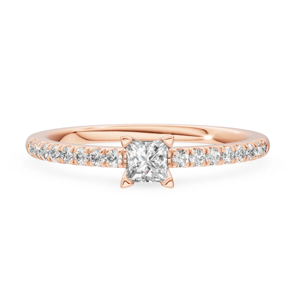 Gremari Seven Solis zásnubný prsteň z ružového zlata s 0,15 ct lab-grown diamantom – Princess