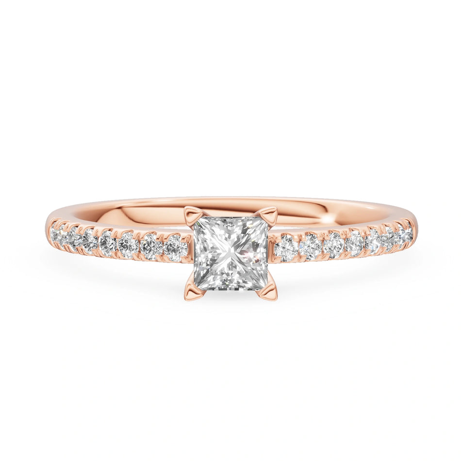 Gremari Seven Solis zásnubný prsteň z ružového zlata s 0,30 ct lab-grown diamantom – Princess