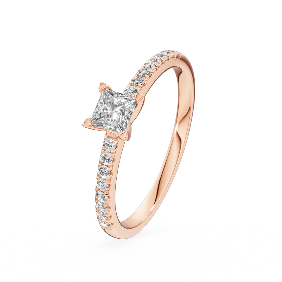 Gremari Seven Solis zásnubný prsteň z ružového zlata s 0,30 ct lab-grown diamantom – Princess