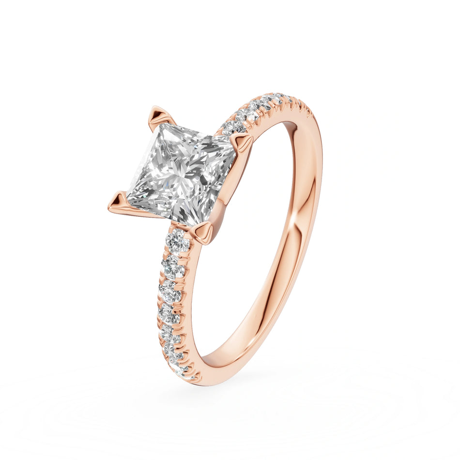 Gremari Seven Solis zásnubný prsteň z ružového zlata s 1,00 ct lab-grown diamantom – Princess