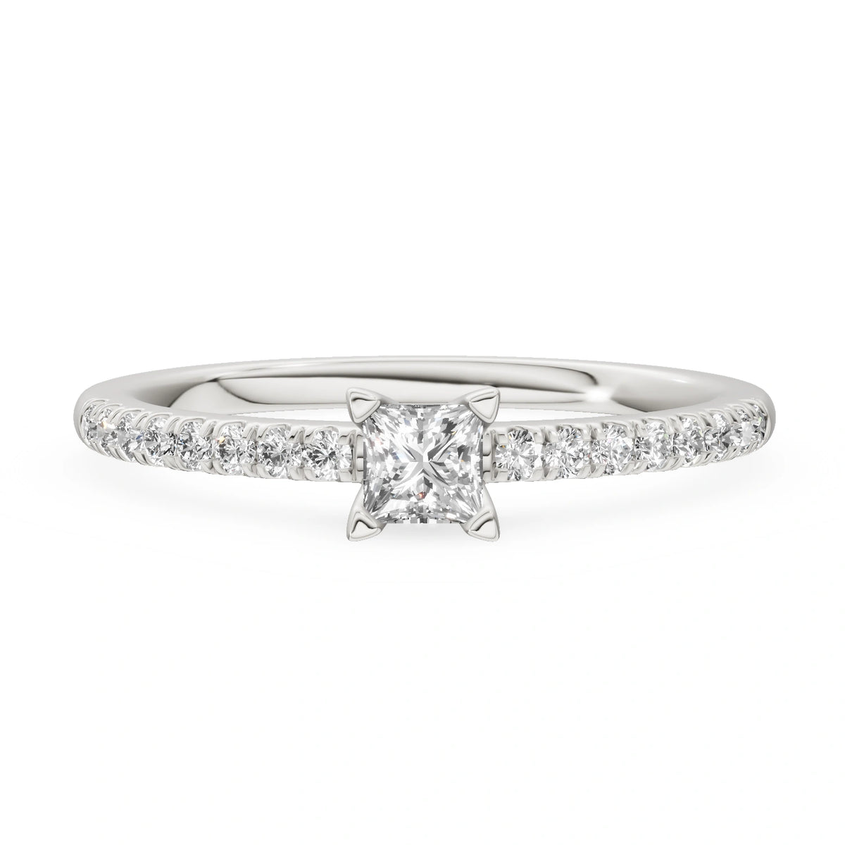 Gremari Seven Solis zásnubný prsteň z bieleho zlata s 0,15 ct lab-grown diamantom – Princess