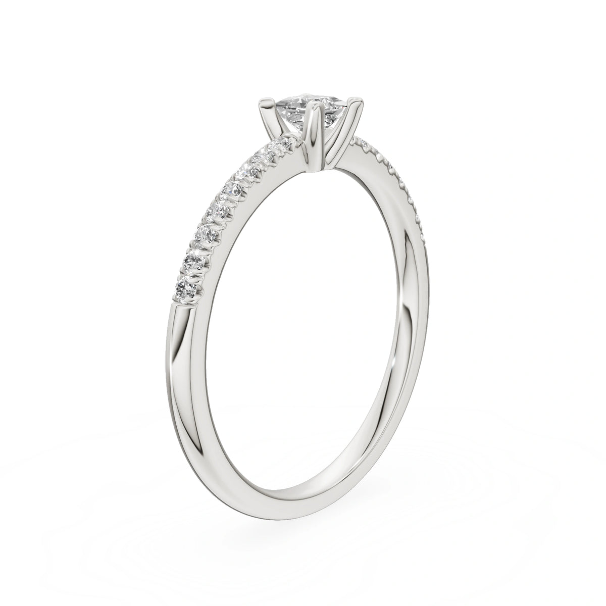 Gremari Seven Solis zásnubný prsteň z bieleho zlata s 0,15 ct lab-grown diamantom – Princess