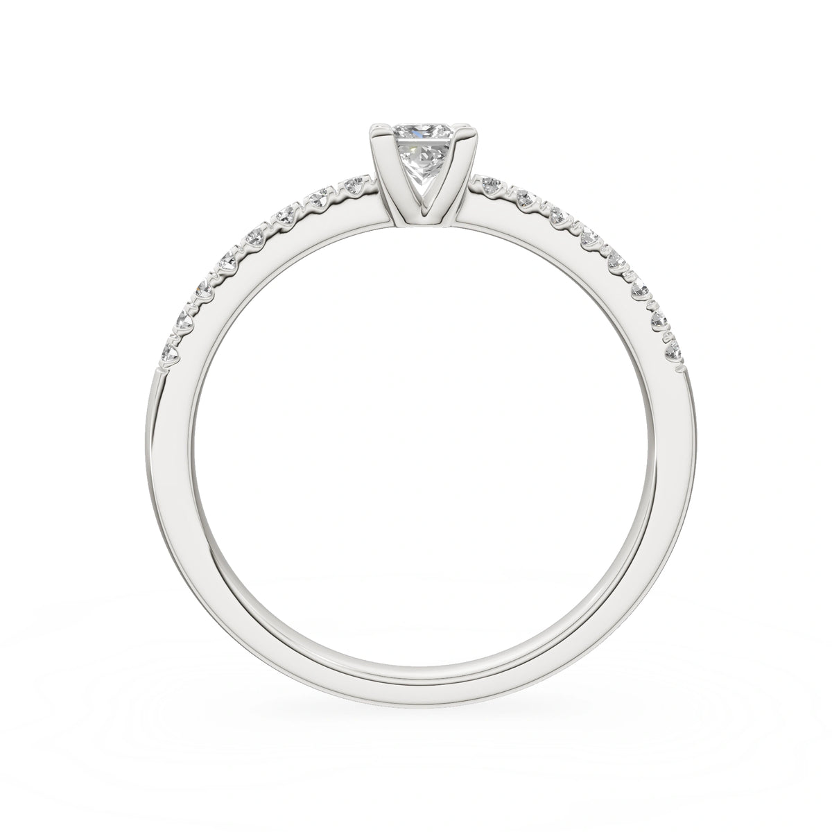 Gremari Seven Solis zásnubný prsteň z bieleho zlata s 0,15 ct lab-grown diamantom – Princess