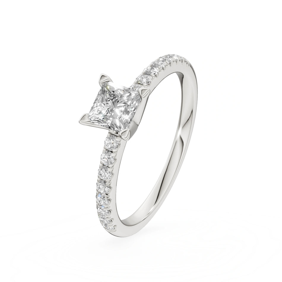 Gremari Seven Solis zásnubný prsteň z bieleho zlata s 0,50 ct lab-grown diamantom – Princess