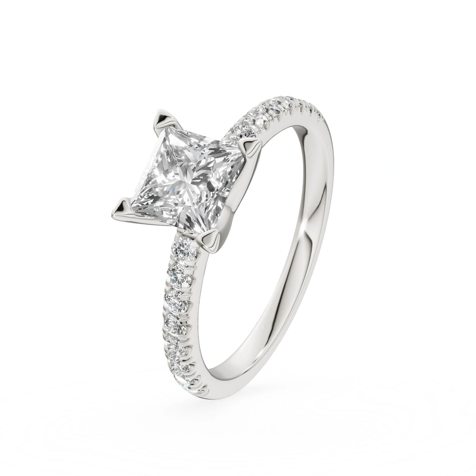 Gremari Seven Solis zásnubný prsteň z bieleho zlata s 1,00 ct lab-grown diamantom – Princess