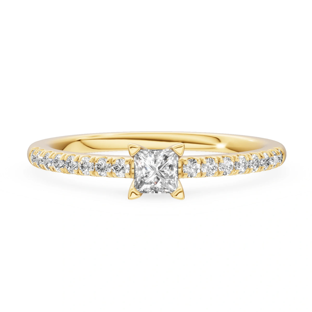 Gremari Seven Solis zásnubný prsteň zo žltého zlata s 0,15 ct lab-grown diamantom – Princess