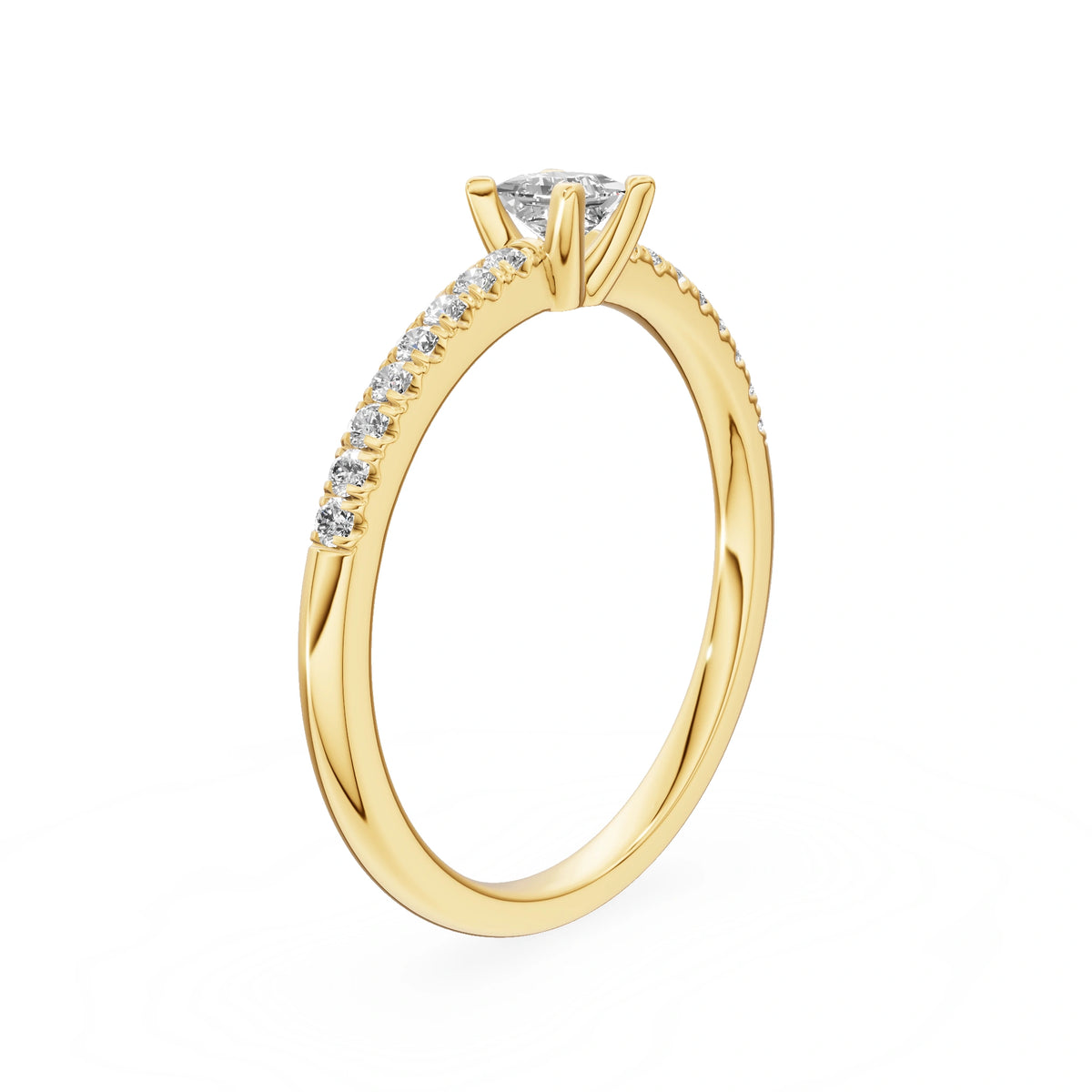 Gremari Seven Solis zásnubný prsteň zo žltého zlata s 0,15 ct lab-grown diamantom – Princess