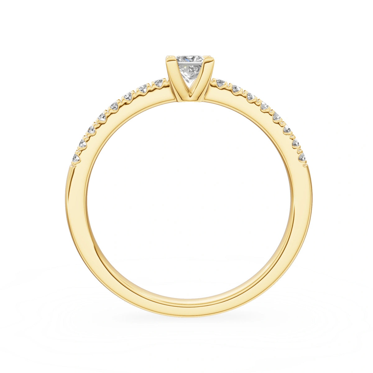 Gremari Seven Solis zásnubný prsteň zo žltého zlata s 0,15 ct lab-grown diamantom – Princess