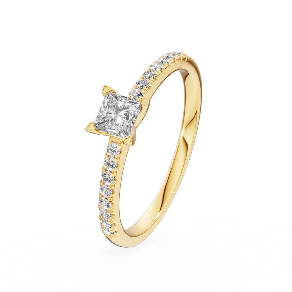 Gremari Seven Solis zásnubný prsteň zo žltého zlata s 0,30 ct lab-grown diamantom – Princess