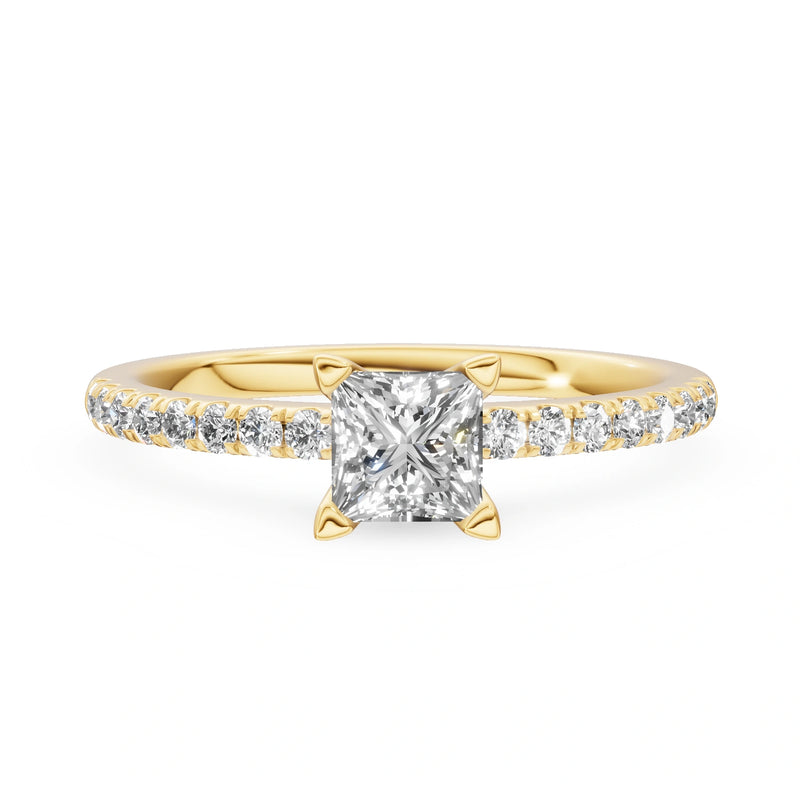 Gremari Seven Solis zásnubný prsteň zo žltého zlata s 0,50 ct lab-grown diamantom – Princess