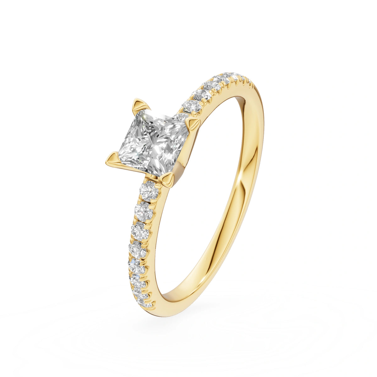 Gremari Seven Solis zásnubný prsteň zo žltého zlata s 0,50 ct lab-grown diamantom – Princess