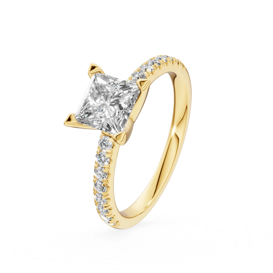 Gremari Seven Solis zásnubný prsteň zo žltého zlata s 1,00 ct lab-grown diamantom – Princess