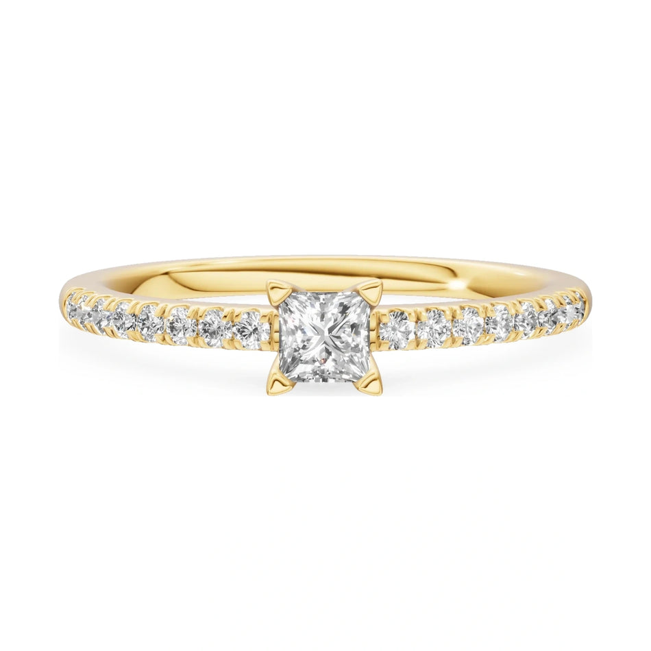 GREMARI Seven Solis 14K yellow gold engagement ring with 0.15 ct princess-cut lab-grown diamond