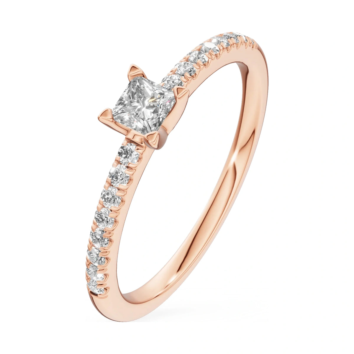 0.15 ct princess-cut lab-grown diamond GREMARI Seven Solis engagement ring in 14K white gold