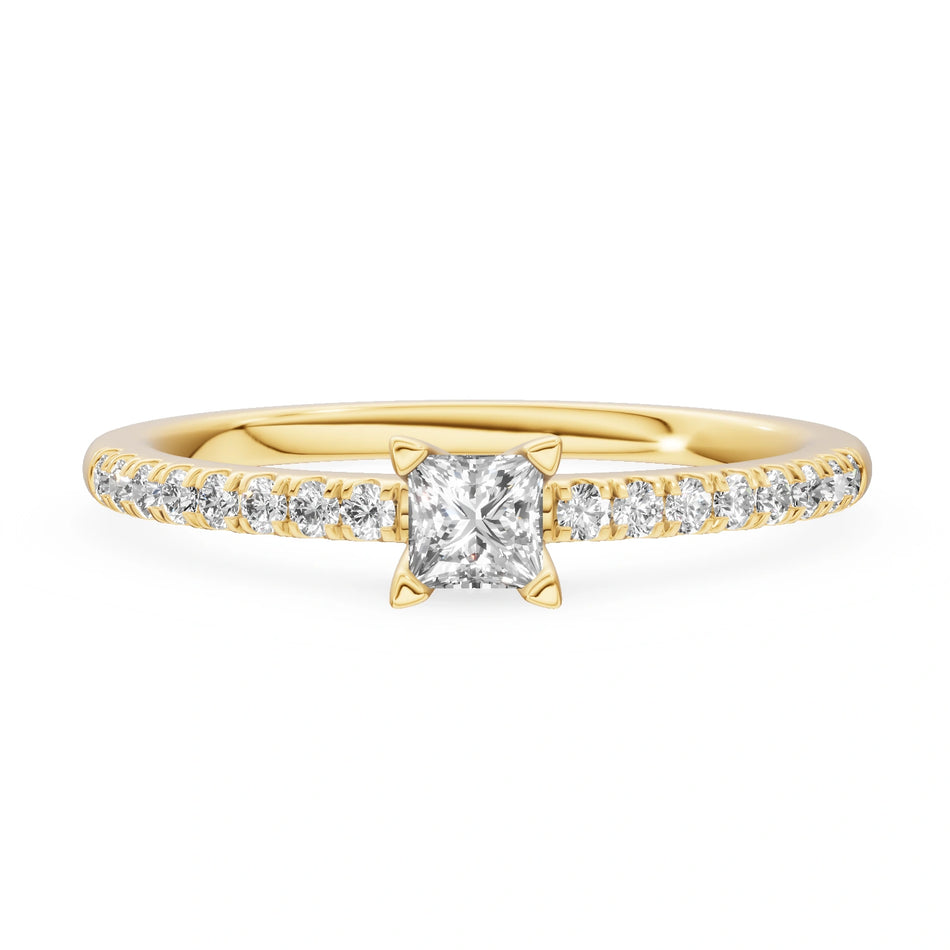 Gremari Seven Solis zásnubný prsteň zo žltého zlata s 0,15 ct prírodným diamantom – Princess