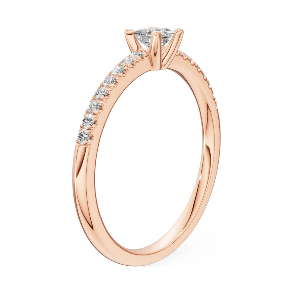 14K white gold GREMARI Seven Solis ring with 0.15 ct princess-cut lab-grown diamond