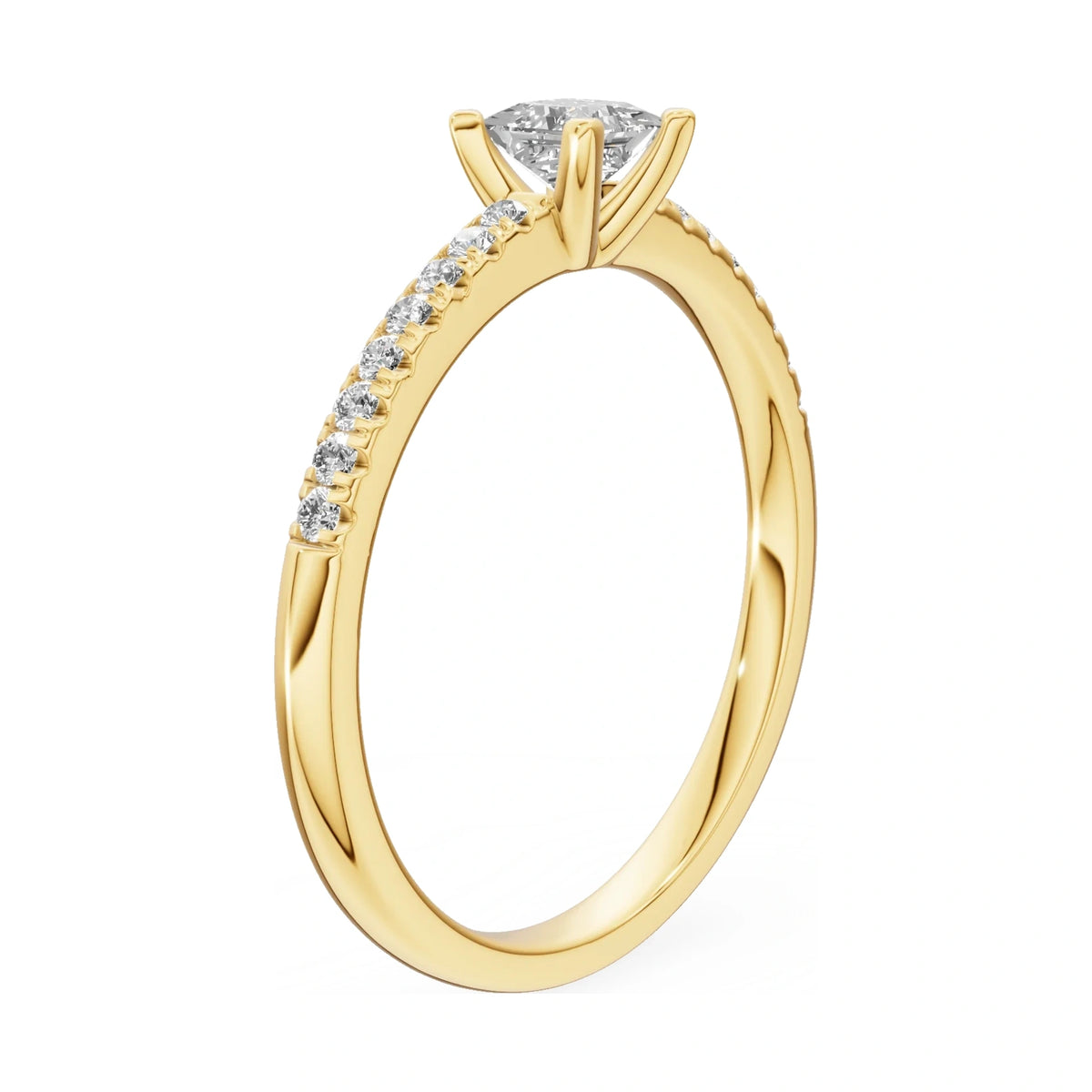 14K yellow gold GREMARI Seven Solis ring with 0.30 ct princess-cut lab-grown diamond