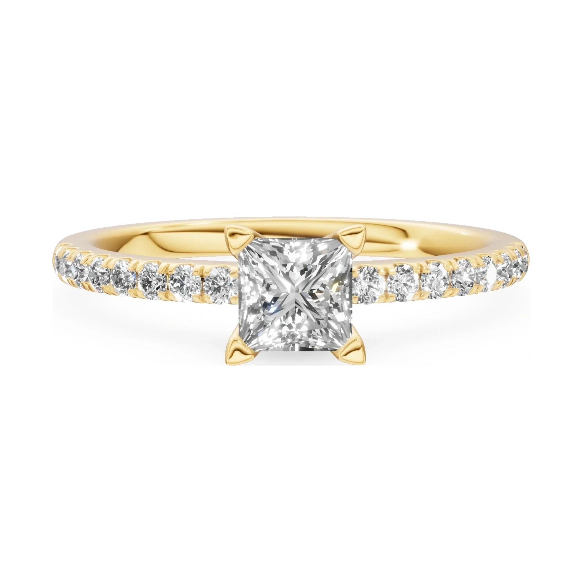 GREMARI Seven Solis 14K yellow gold engagement ring with 0.15 ct princess-cut natural diamond