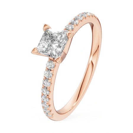 0.15 ct princess-cut natural diamond GREMARI Seven Solis engagement ring in 14K white gold