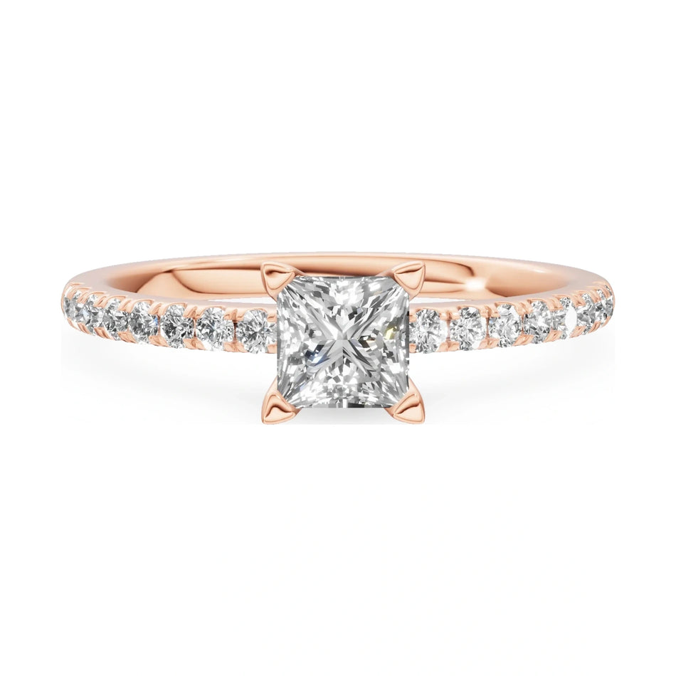 GREMARI Seven Solis 14K white gold engagement ring with 0.15 ct princess-cut natural diamond