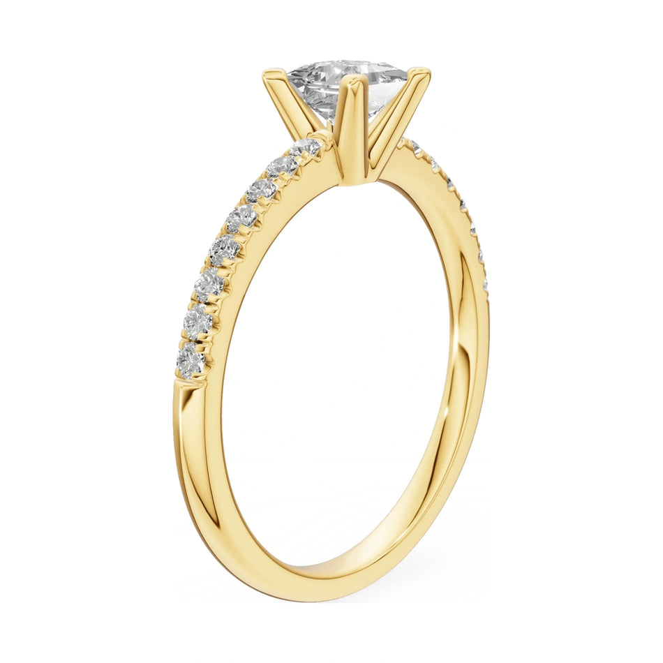 14K yellow gold GREMARI Seven Solis ring with 0.15 ct princess-cut natural diamond