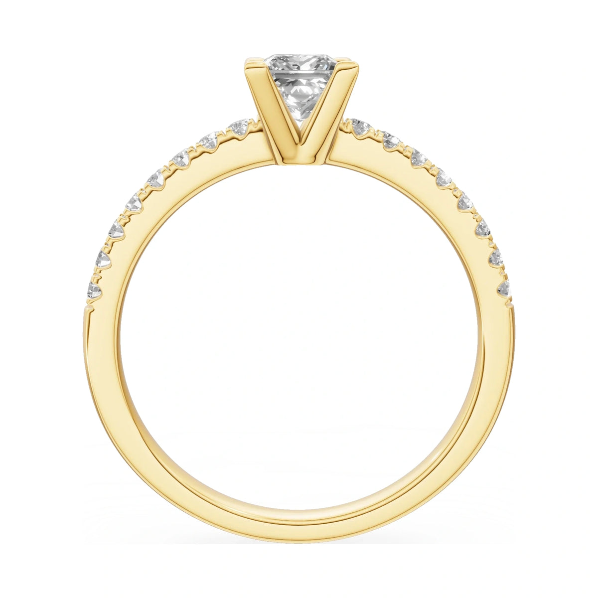 GREMARI Seven Solis princess-cut natural diamond engagement ring in 14K yellow gold, 0.15 ct