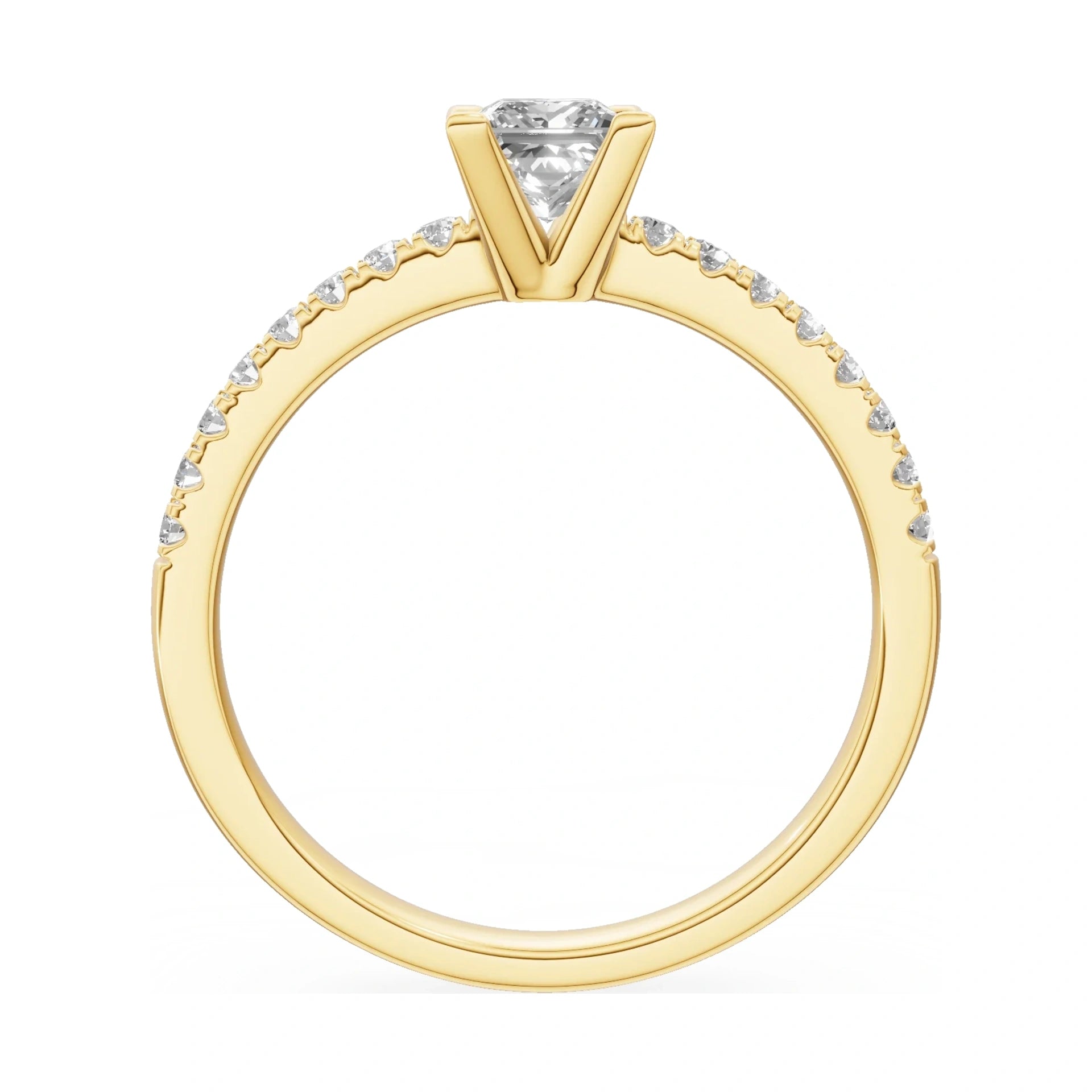 GREMARI Seven Solis princess-cut natural diamond engagement ring in 14K yellow gold, 0.15 ct