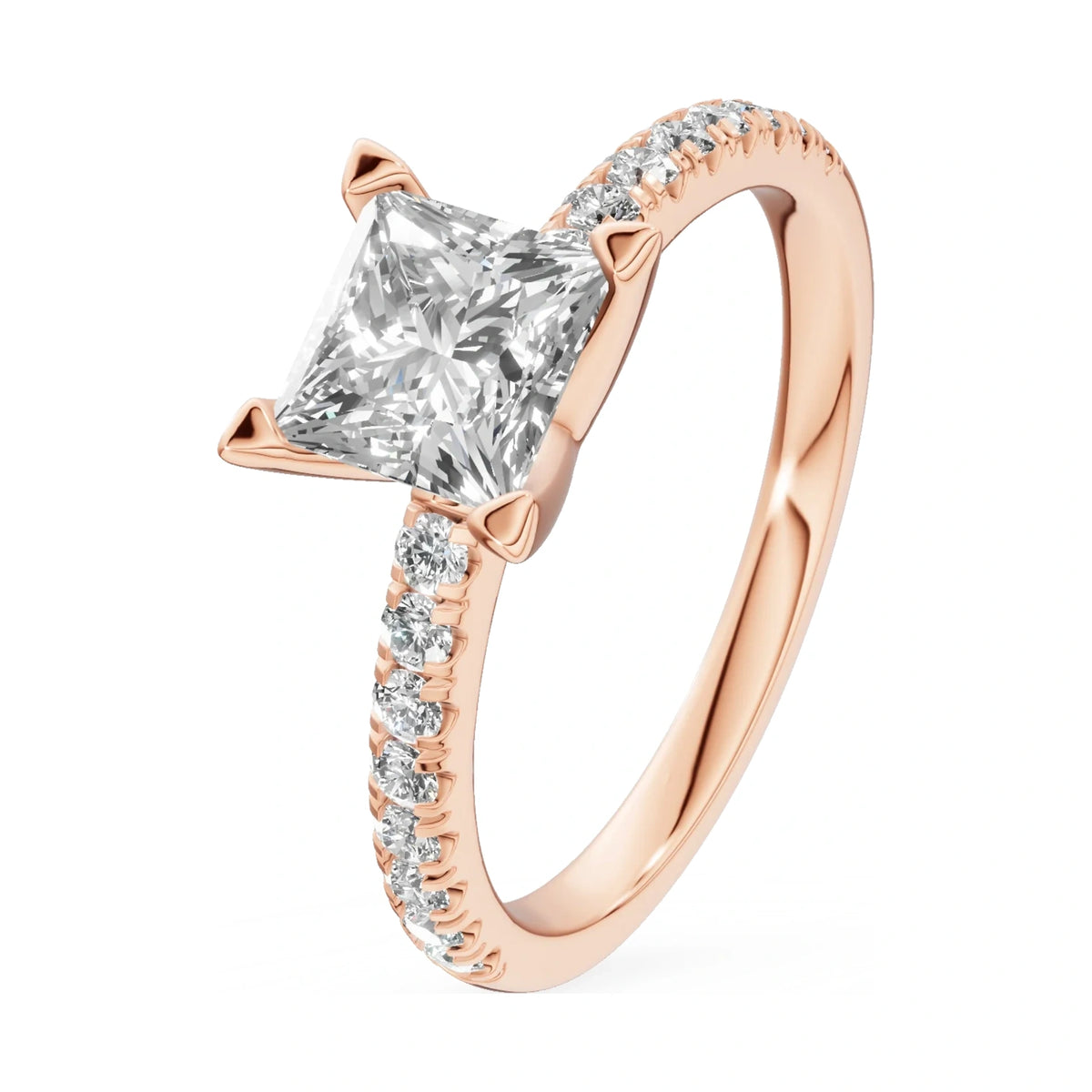 0.30 ct princess-cut natural diamond GREMARI Seven Solis engagement ring in 14K white gold