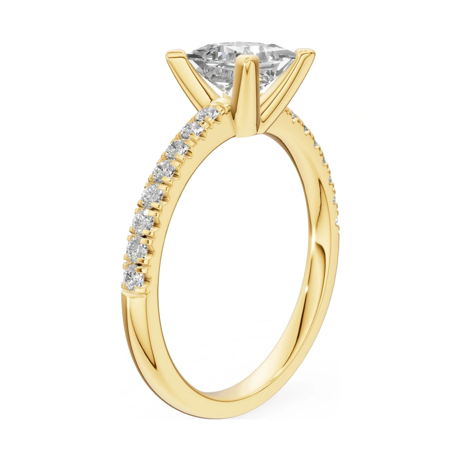 14K yellow gold GREMARI Seven Solis ring with 0.30 ct princess-cut natural diamond