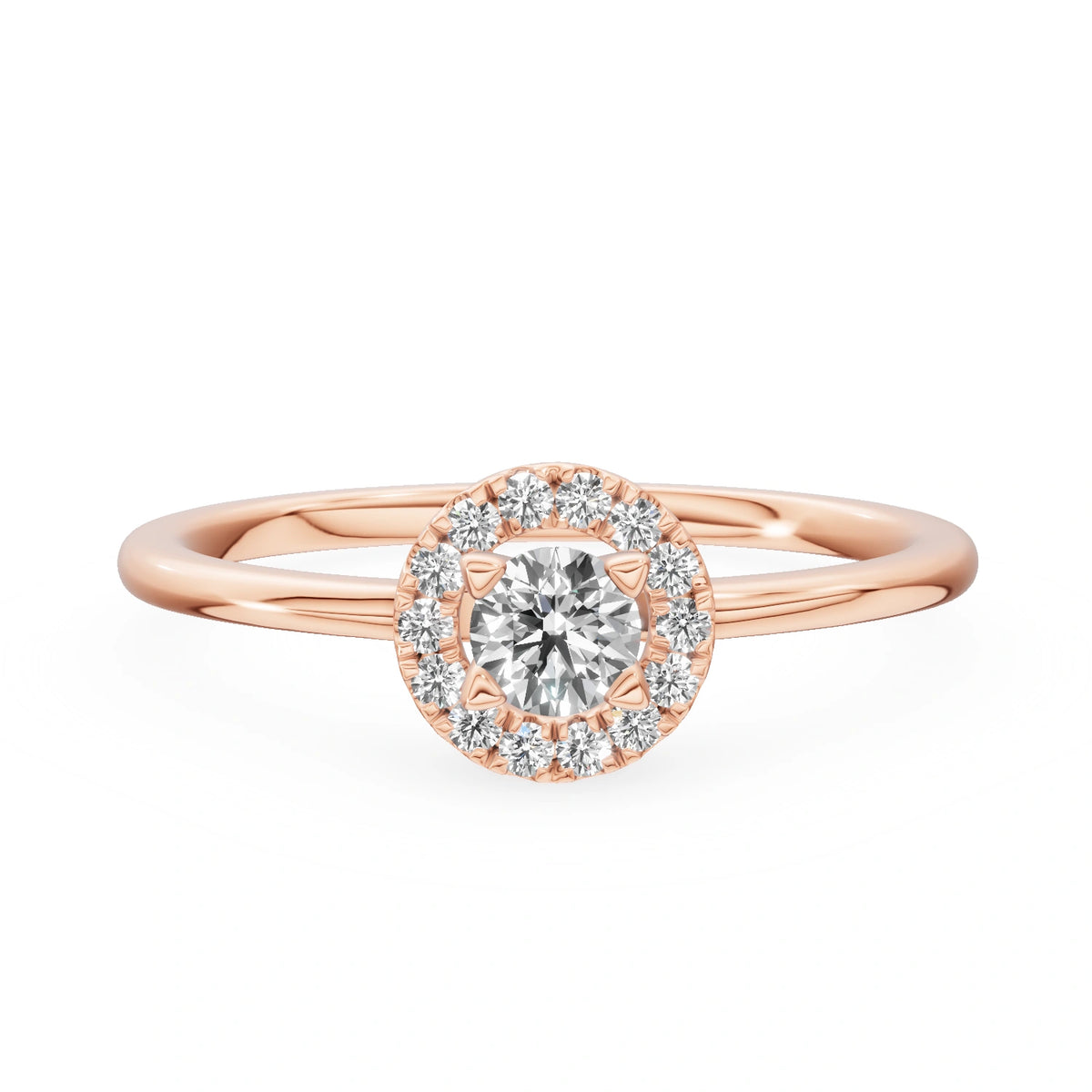 Gremari Seven Aura zásnubný prsteň z ružového zlata s 0,15 ct lab-grown diamantom – Round/Brilliant