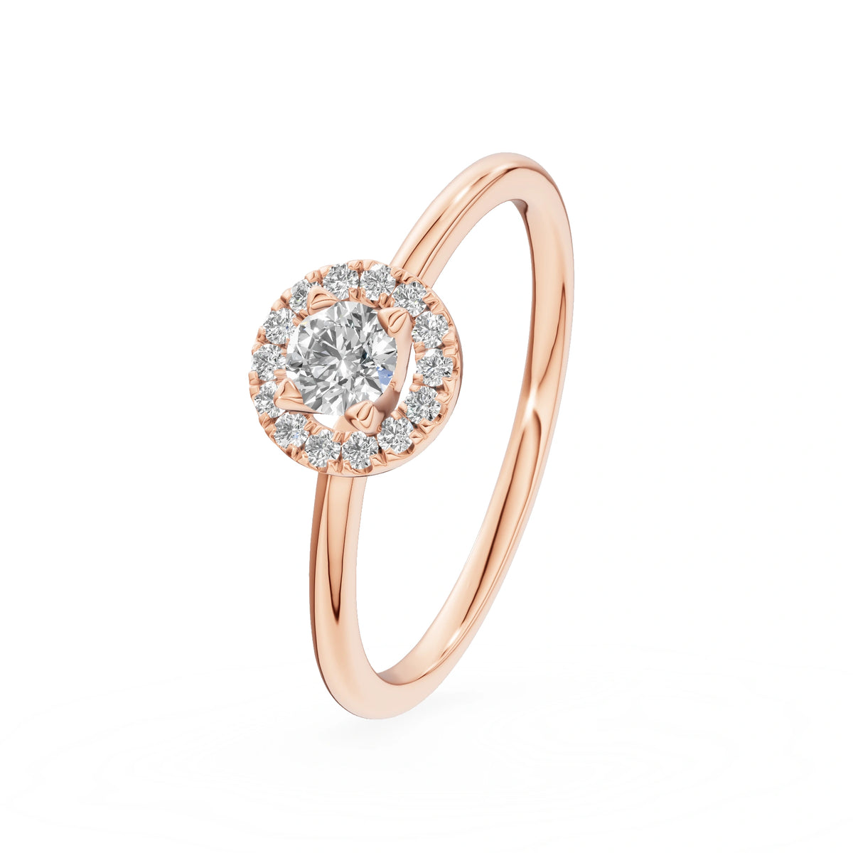 Gremari Seven Aura zásnubný prsteň z ružového zlata s 0,15 ct lab-grown diamantom – Round/Brilliant