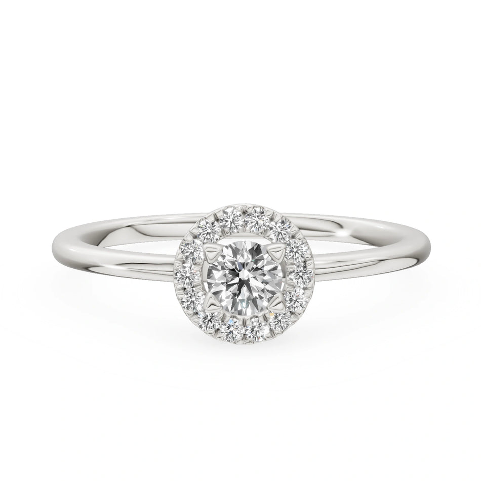 Gremari Seven Aura zásnubný prsteň z bieleho zlata s 0,15 ct lab-grown diamantom – Round/Brilliant