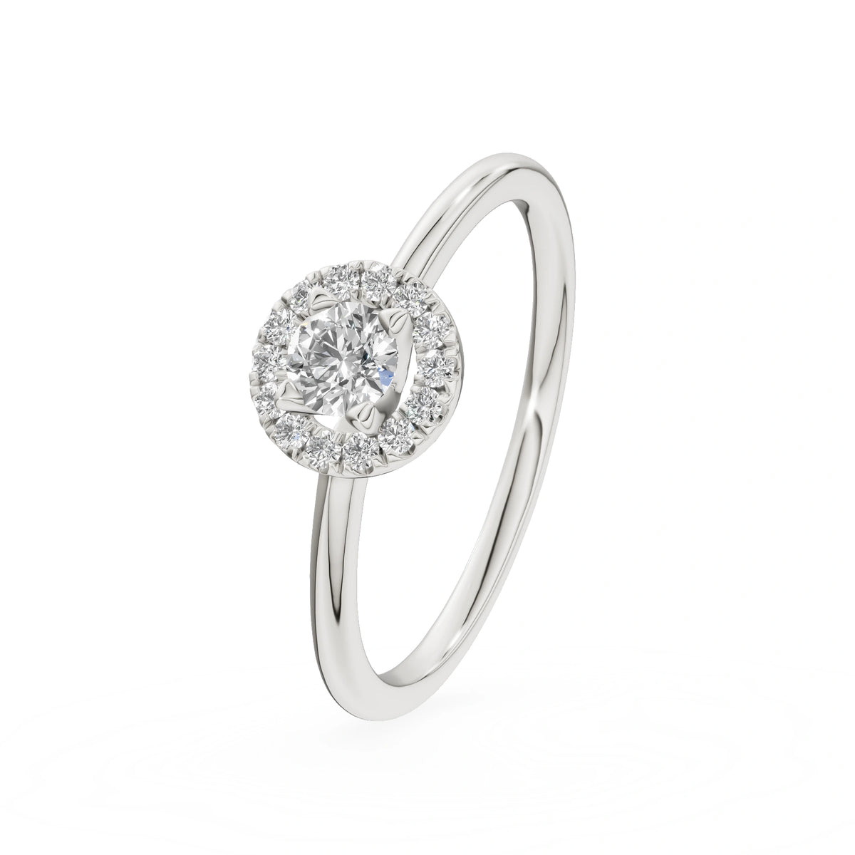 Gremari Seven Aura zásnubný prsteň z bieleho zlata s 0,15 ct lab-grown diamantom – Round/Brilliant