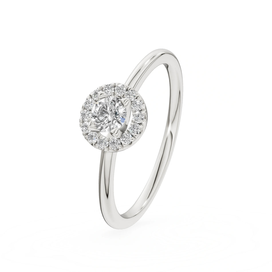 Gremari Seven Aura zásnubný prsteň z bieleho zlata s 0,15 ct lab-grown diamantom – Round/Brilliant