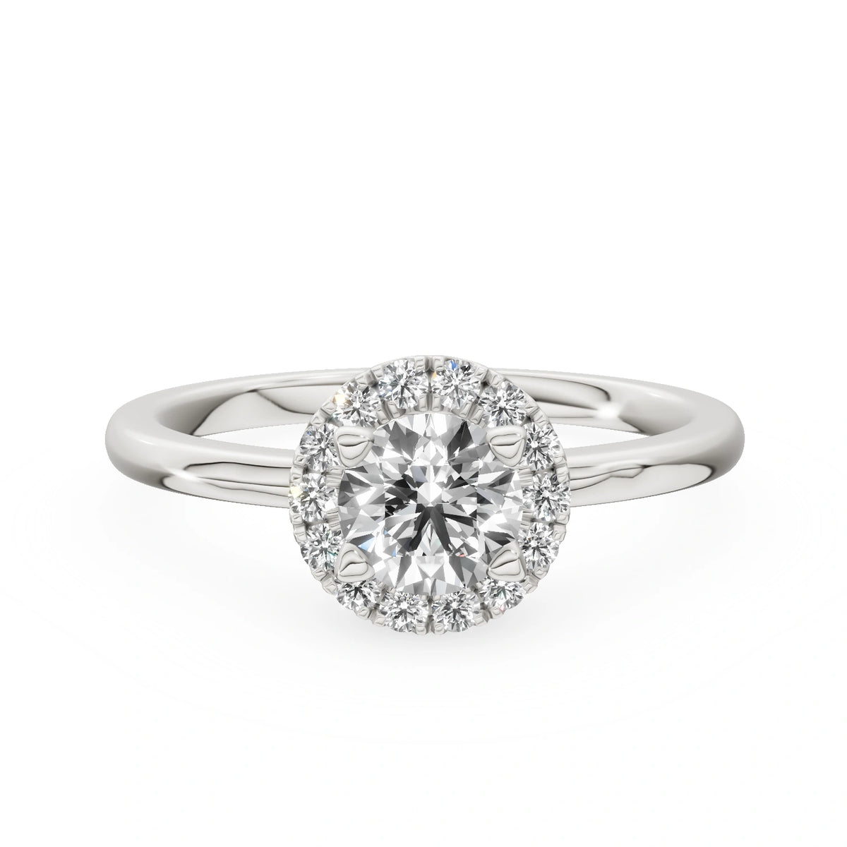 Gremari Seven Aura zásnubný prsteň z bieleho zlata s 0,50 ct lab-grown diamantom – Round/Brilliant