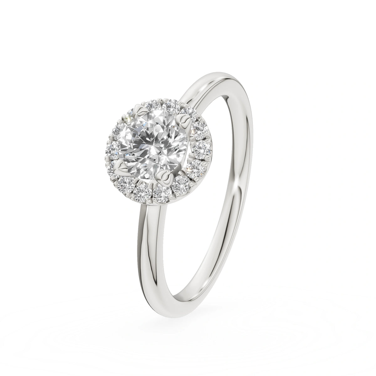 Gremari Seven Aura zásnubný prsteň z bieleho zlata s 0,50 ct lab-grown diamantom – Round/Brilliant