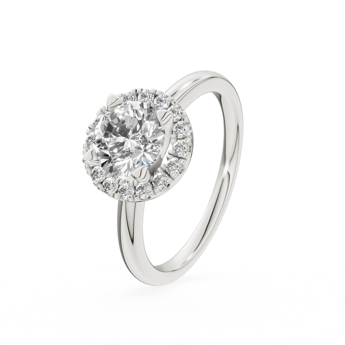 Gremari Seven Aura zásnubný prsteň z bieleho zlata s 1,00 ct lab-grown diamantom – Round/Brilliant